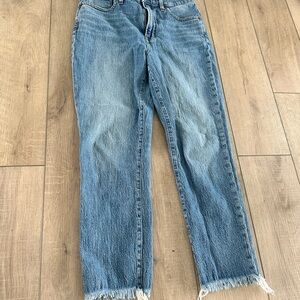 Madewell Perfect Vintage Jean Ankle Cropped Jeans with Frayed Hem, 30